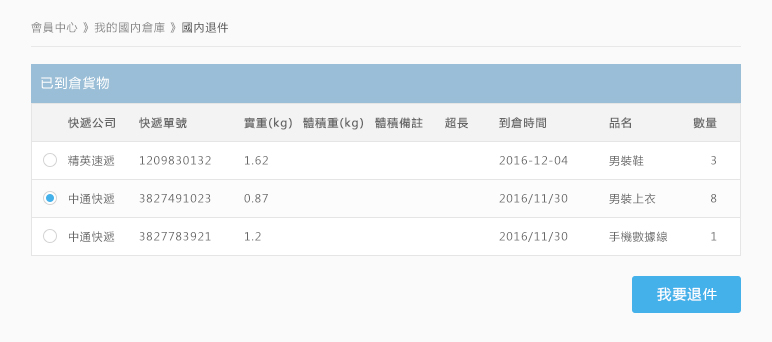 國內退貨第一步